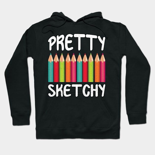 Pretty Sketchy Fun Art Lover Colored Pencils Hoodie by BaderAbuAlsoud